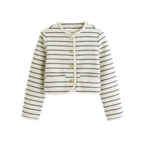 Abercrombie Striped Cream and Black Tweed Jacket